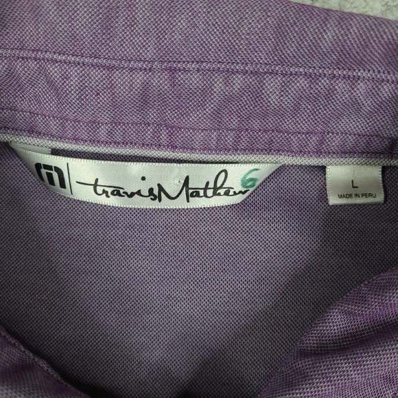 Travis Mathew Polo Shirt Men's Large Purple Short Sleeve Pima Cotton Blend - Picture 4 of 12